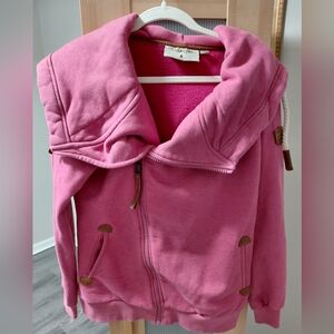 Women's Wanakome Pink Zip Sweatshirt W/Thick Cowl Hood Outdoor Rugged Active